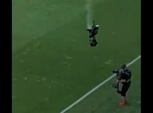 A pályára zuhant egy kamera a debreceni stadionban a magyar-kazah meccsen